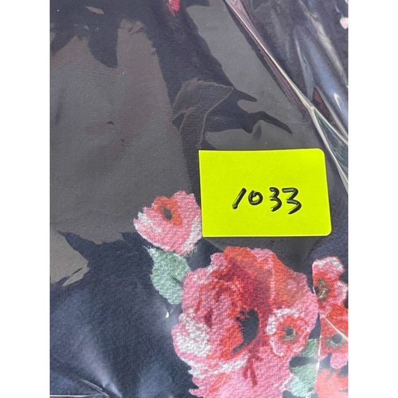 Women's Navy Blue Shorts Romper Paisley Roses Floral Lined w/ Belt Size Medium - Picture 9 of 9